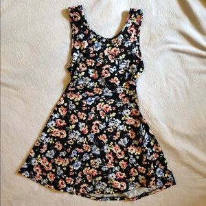 Floral open back skater style dress